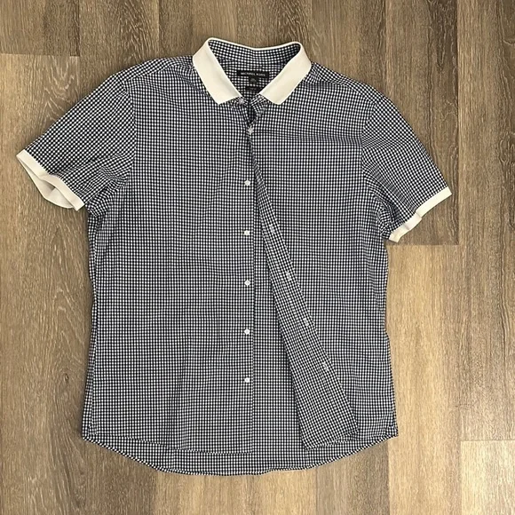 Michael Kors, Navy and White Checkered Polo Shirt - Picture 4 of 4